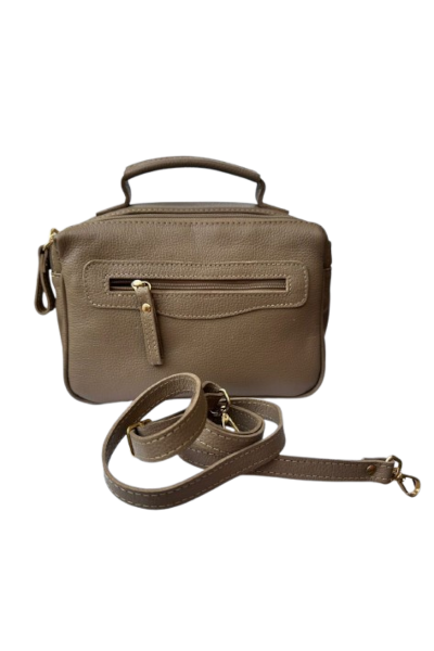 Bolsa de couro cor taupe vintage